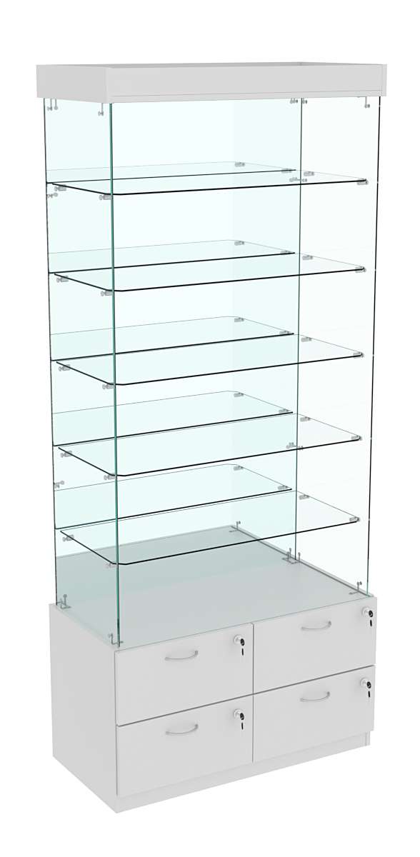 Витрина ХРУСТАЛЬ №603 прямоугольная (задняя стенка - зеркало) Серый