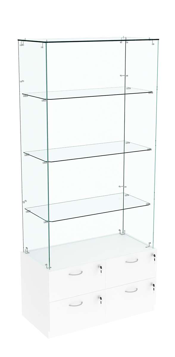 Витрина ХРУСТАЛЬ №105 прямоугольная (задняя стенка - стекло) Белый