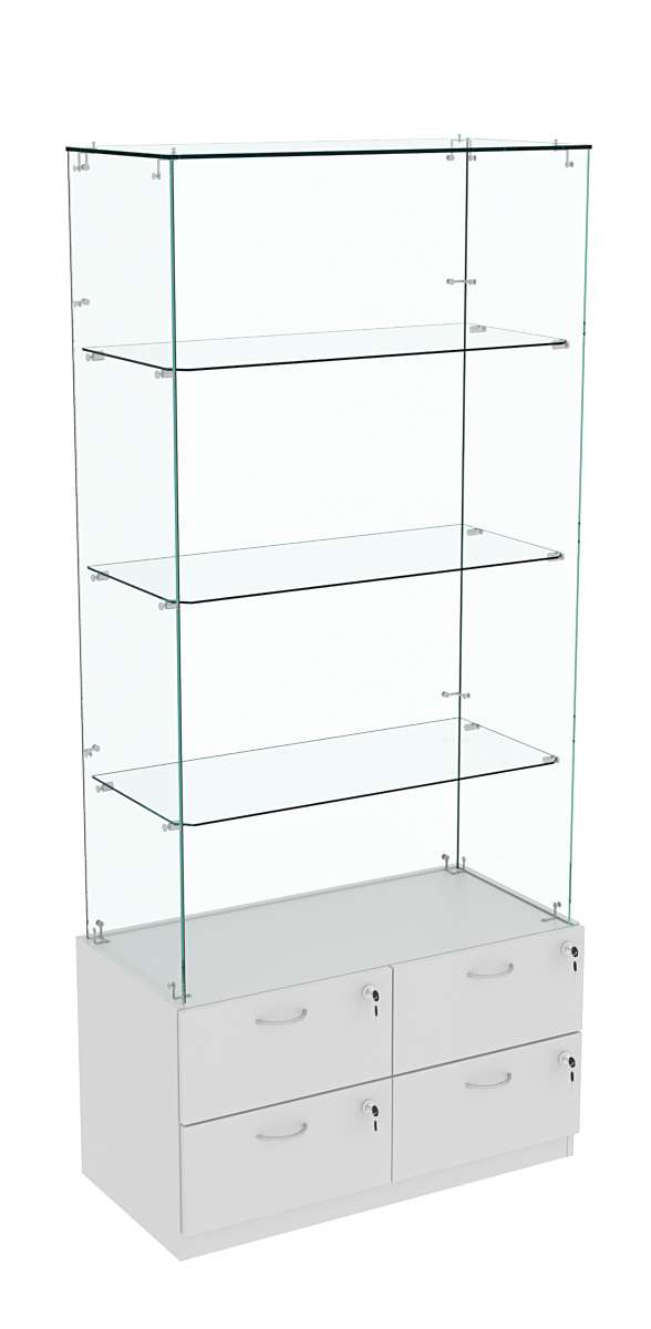Витрина ХРУСТАЛЬ №105 прямоугольная (задняя стенка - стекло) Серый