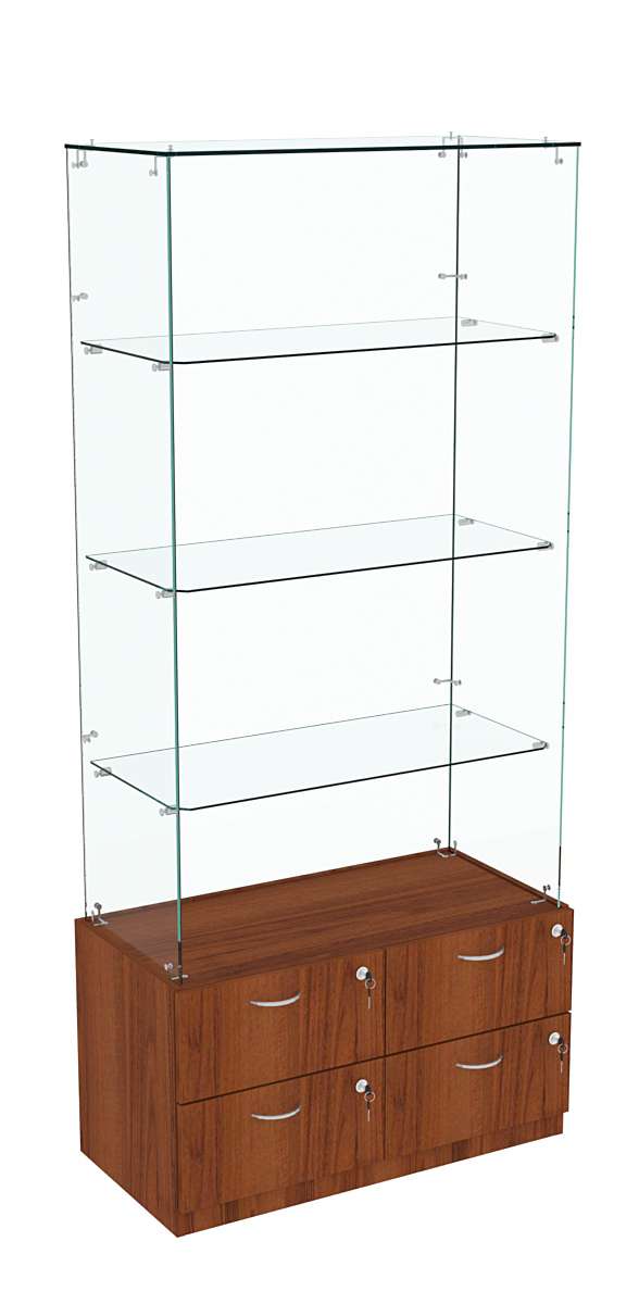 Витрина ХРУСТАЛЬ №105 прямоугольная (задняя стенка - стекло) Орех