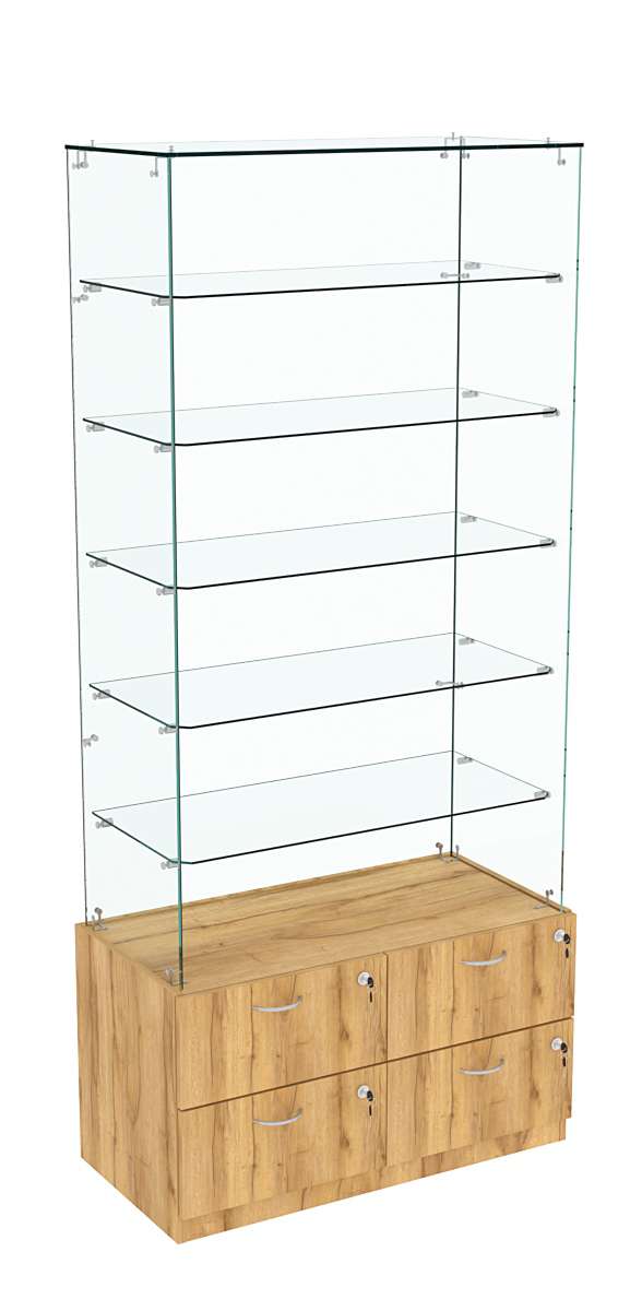 Витрина ХРУСТАЛЬ №605 прямоугольная (задняя стенка - стекло) Дуб Золотистый