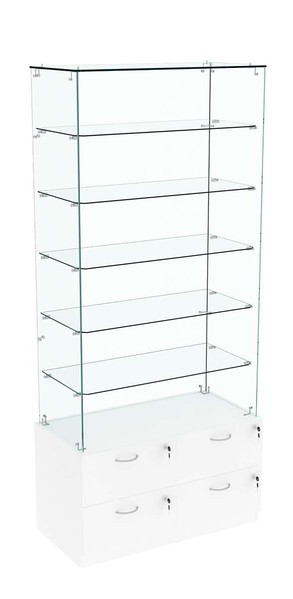 Витрина ХРУСТАЛЬ №605 прямоугольная (задняя стенка - стекло) Белый