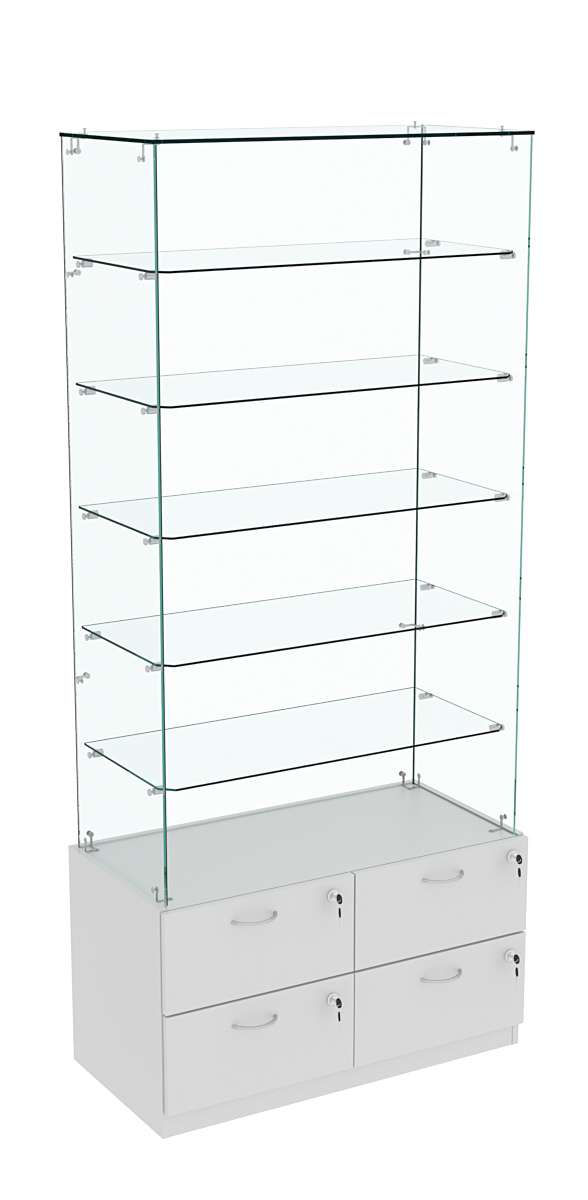 Витрина ХРУСТАЛЬ №605 прямоугольная (задняя стенка - стекло) Серый