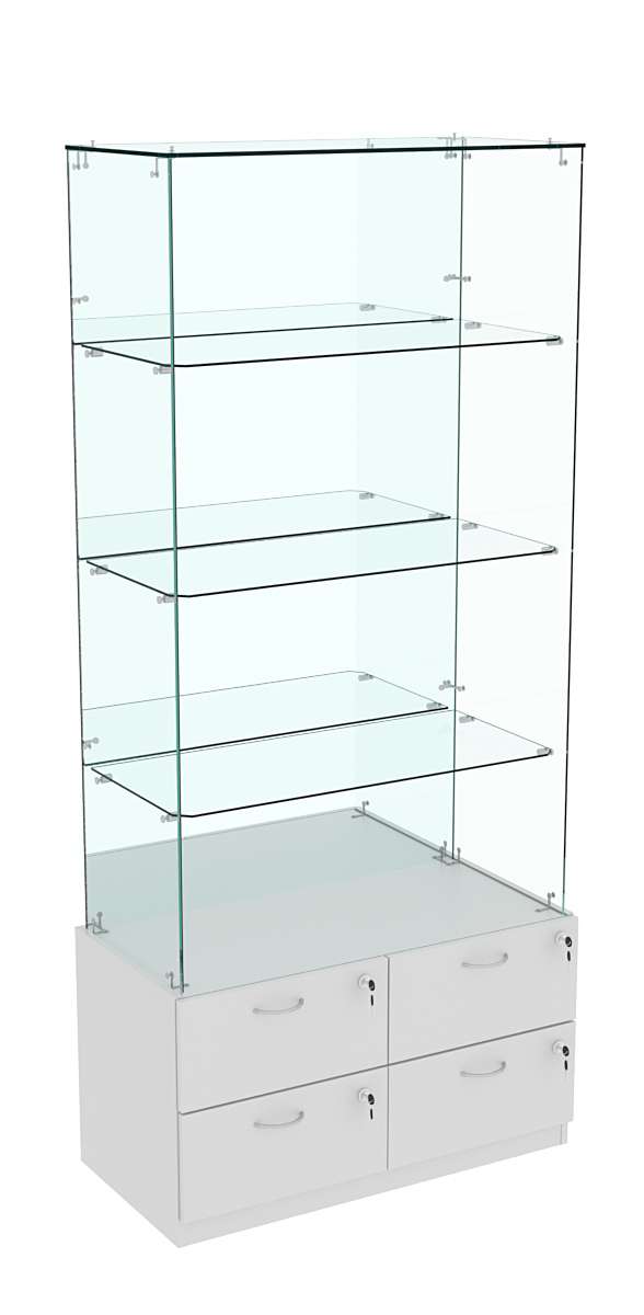 Витрина ХРУСТАЛЬ №107 прямоугольная (задняя стенка - зеркало) Серый