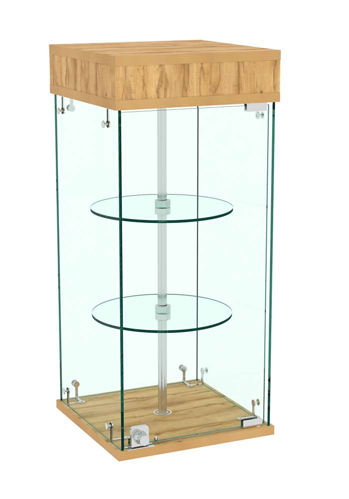 Витрина РОТАЦИЯ настольная с вращающимися полками №21-2 (прозрачная) Дуб Золотистый