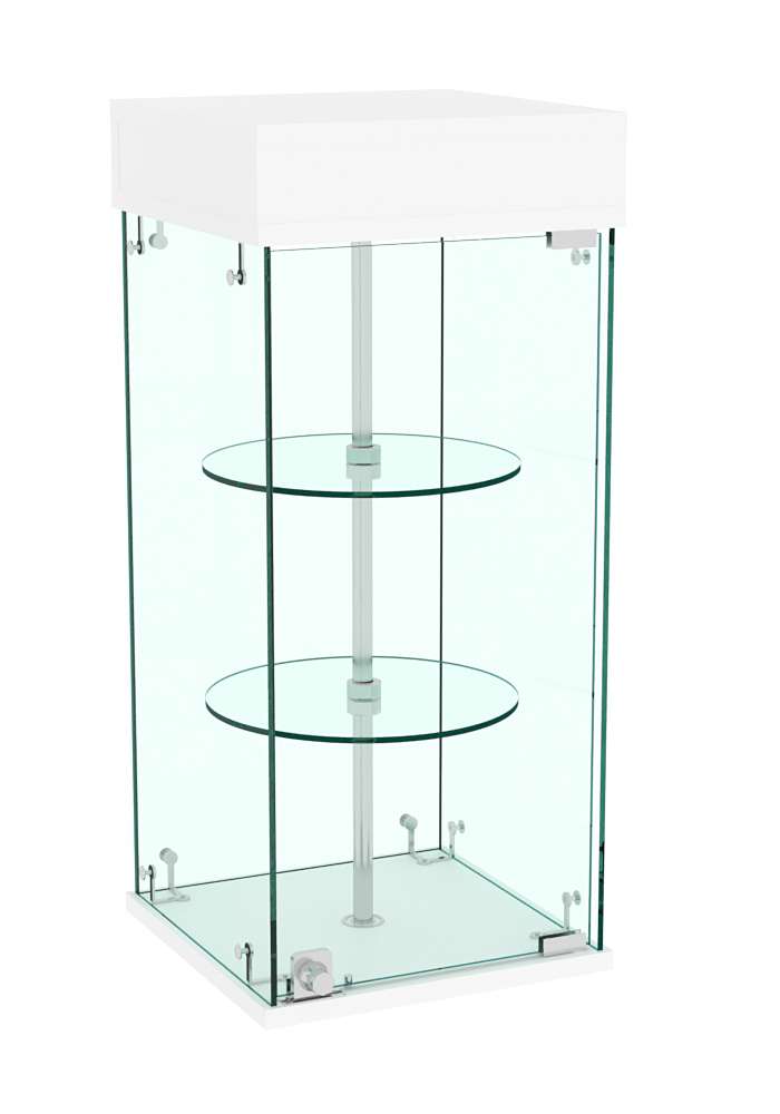 Витрина РОТАЦИЯ настольная с вращающимися полками №21-2 (прозрачная) Белый