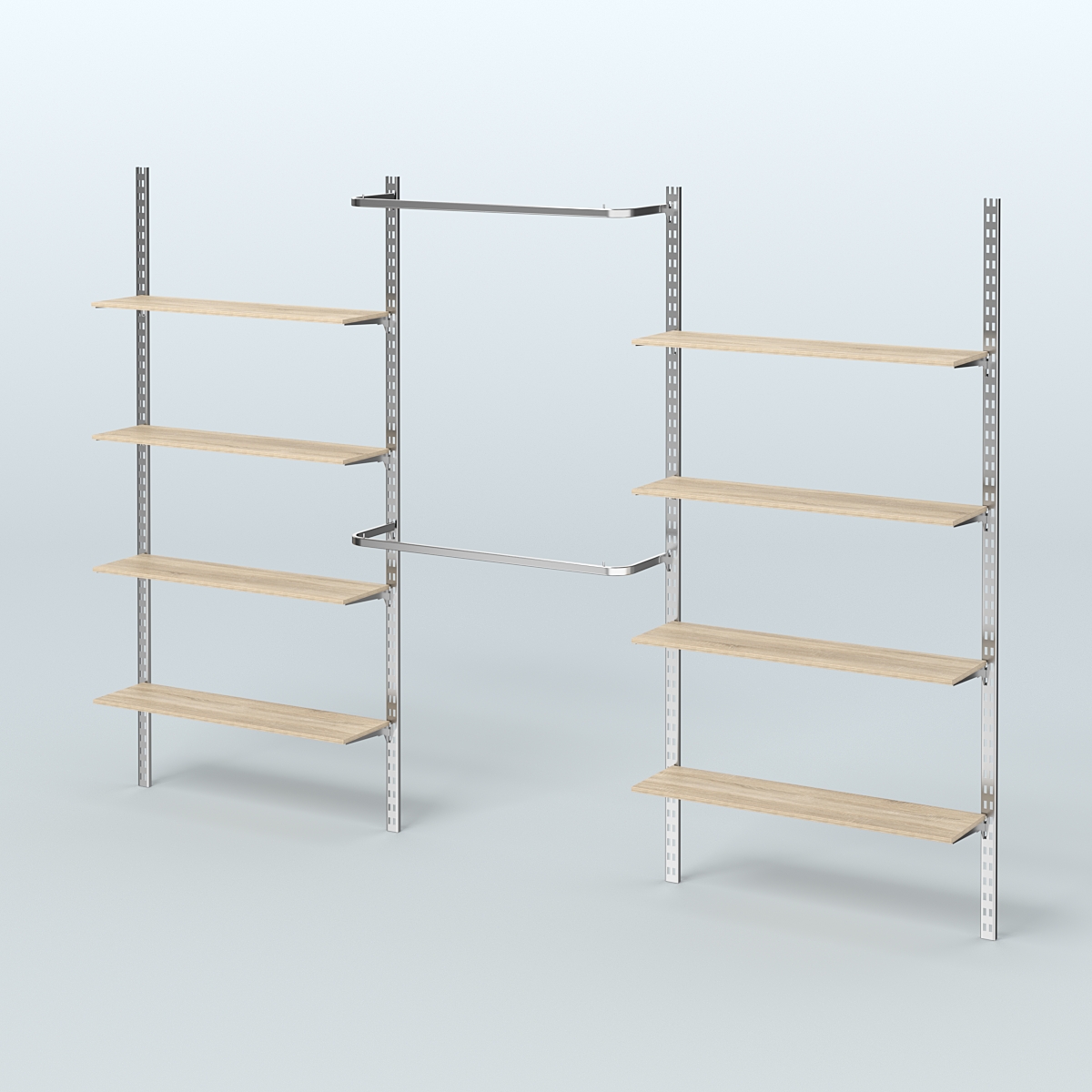 Система ГЛОБАЛ с хромирован-ными поручнями и полками из ДСП №12 (3600 мм) Дуб Сонома