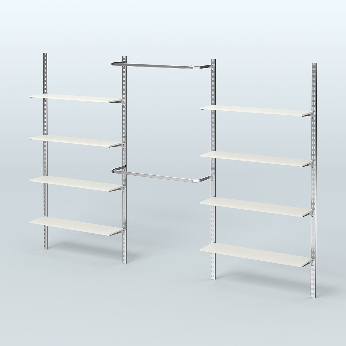 Система ГЛОБАЛ с хромирован-ными поручнями и полками из ДСП №12 (3600 мм) Белый