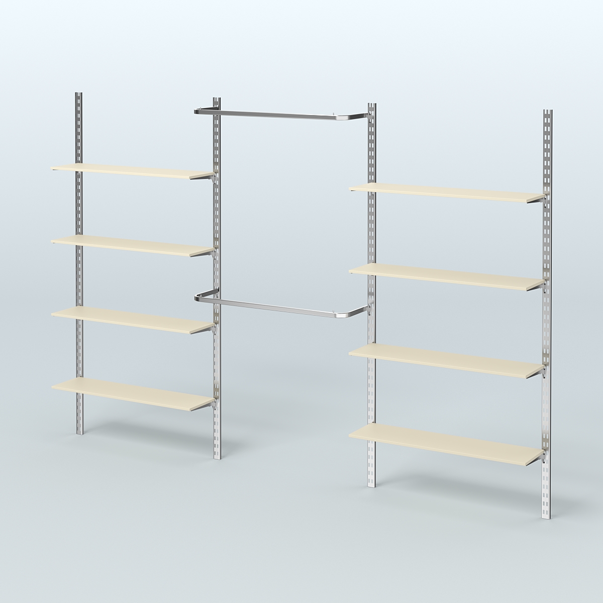 Система ГЛОБАЛ с хромирован-ными поручнями и полками из ДСП №12 (3600 мм) Крем Вайс