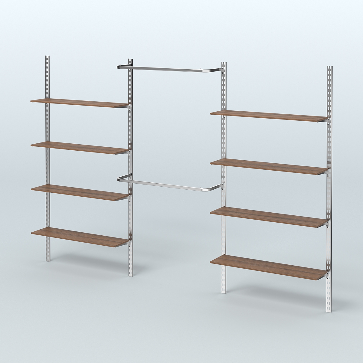 Система ГЛОБАЛ с хромирован-ными поручнями и полками из ДСП №12 (3600 мм) Орех