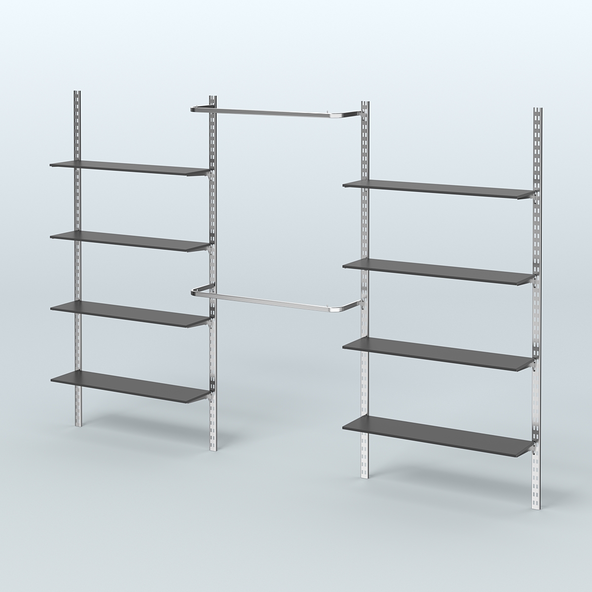 Система ГЛОБАЛ с хромирован-ными поручнями и полками из ДСП №12 (3600 мм) Черный