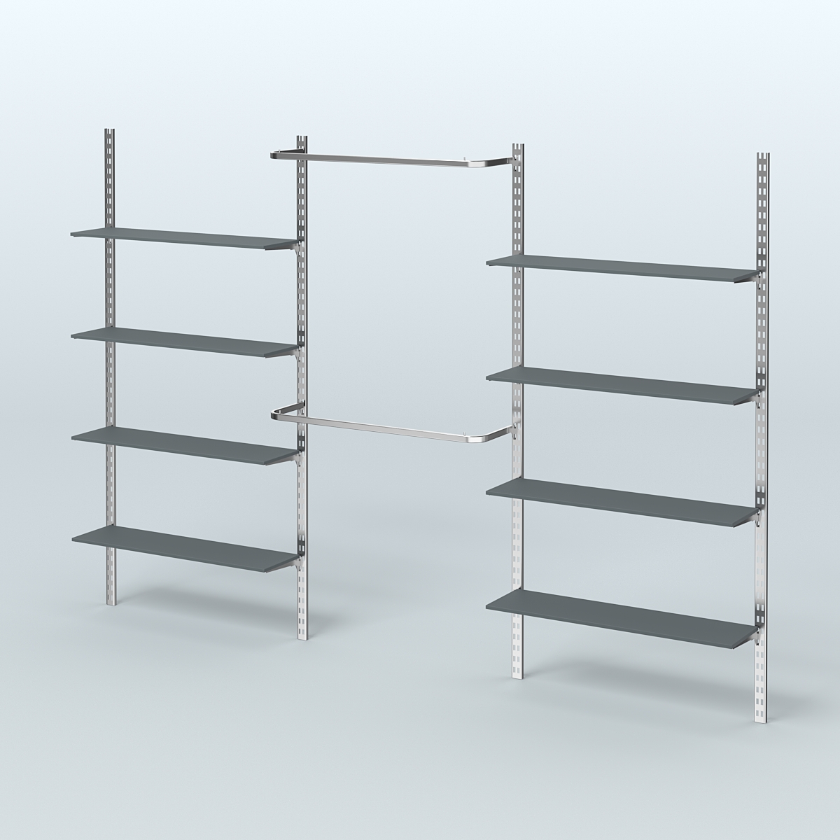Система ГЛОБАЛ с хромирован-ными поручнями и полками из ДСП №12 (3600 мм) Темно-Серый