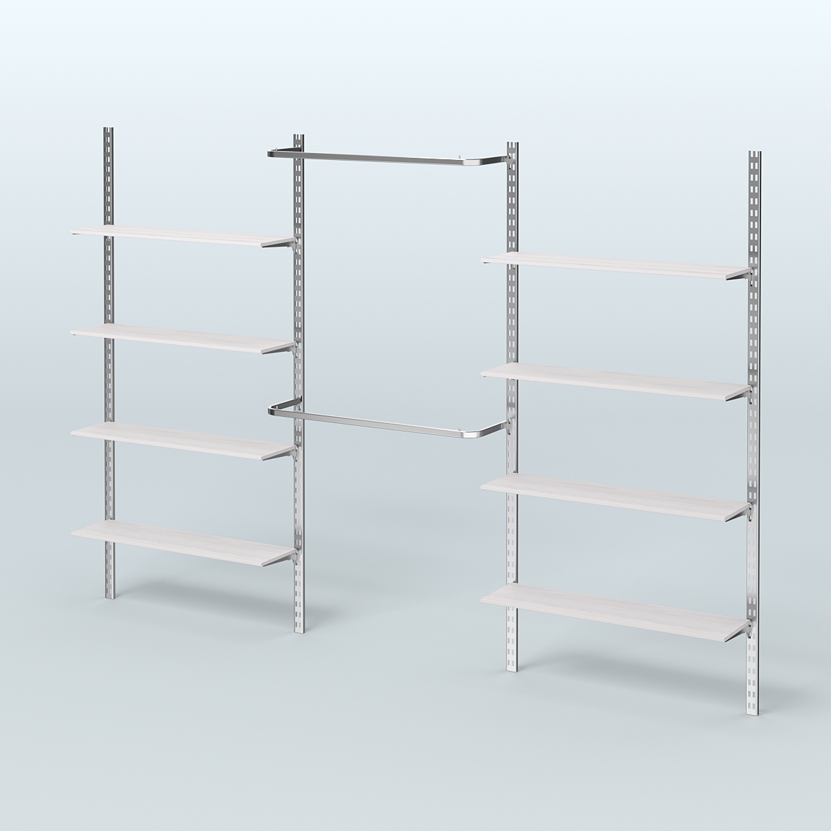 Система ГЛОБАЛ с хромирован-ными поручнями и полками из ДСП №12 (3600 мм) Ясень Анкор светлый