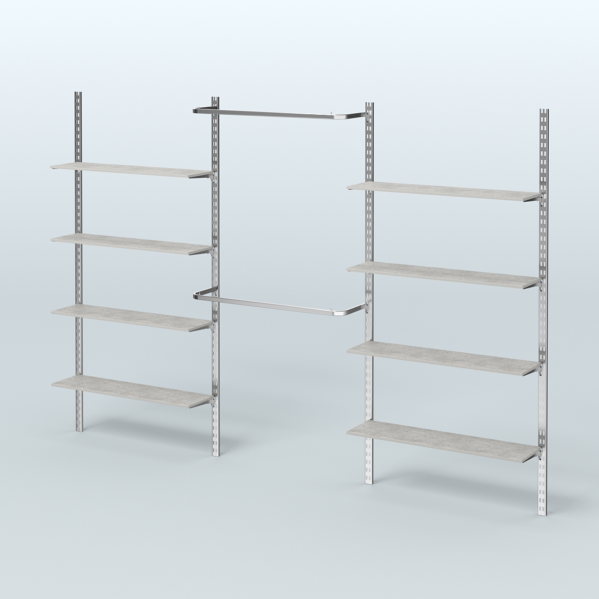 Система ГЛОБАЛ с хромирован-ными поручнями и полками из ДСП №12 (3600 мм) Метрополитан Грей