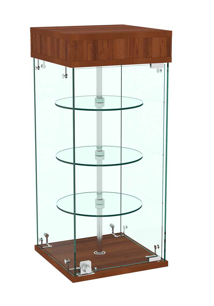 Витрина РОТАЦИЯ настольная с вращающимися полками №21-3 (прозрачная) Орех