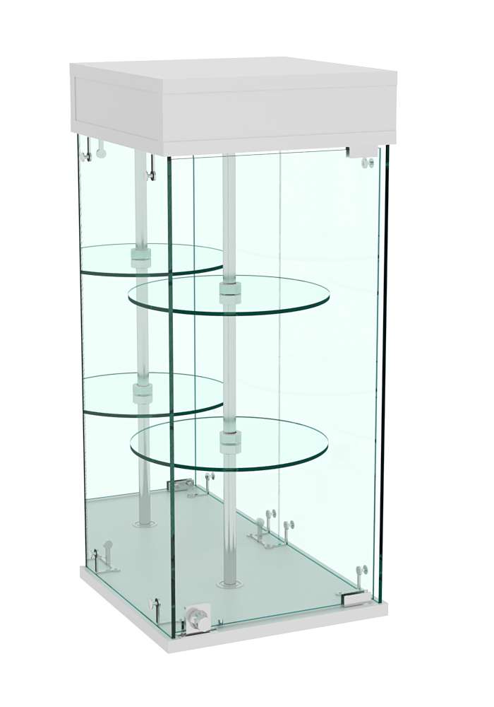 Витрина РОТАЦИЯ настольная с вращающимися полками №25-2 (задняя стенка - зеркало) Серый
