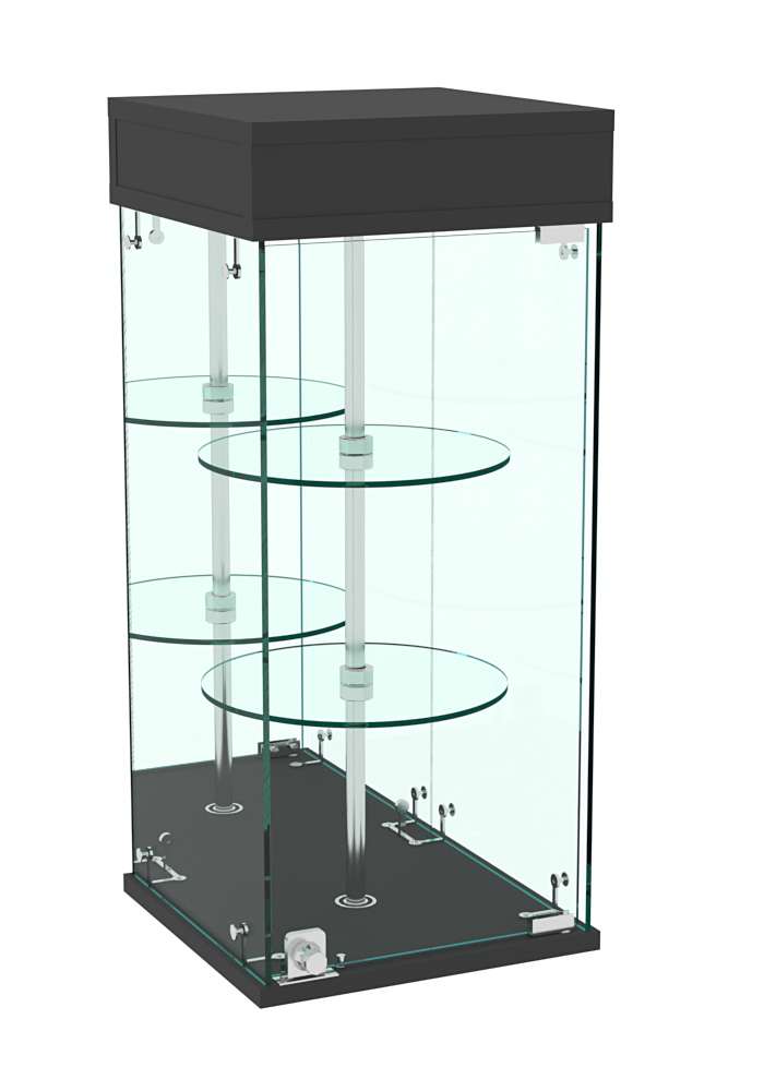 Витрина РОТАЦИЯ настольная с вращающимися полками №25-2 (задняя стенка - зеркало) Черный