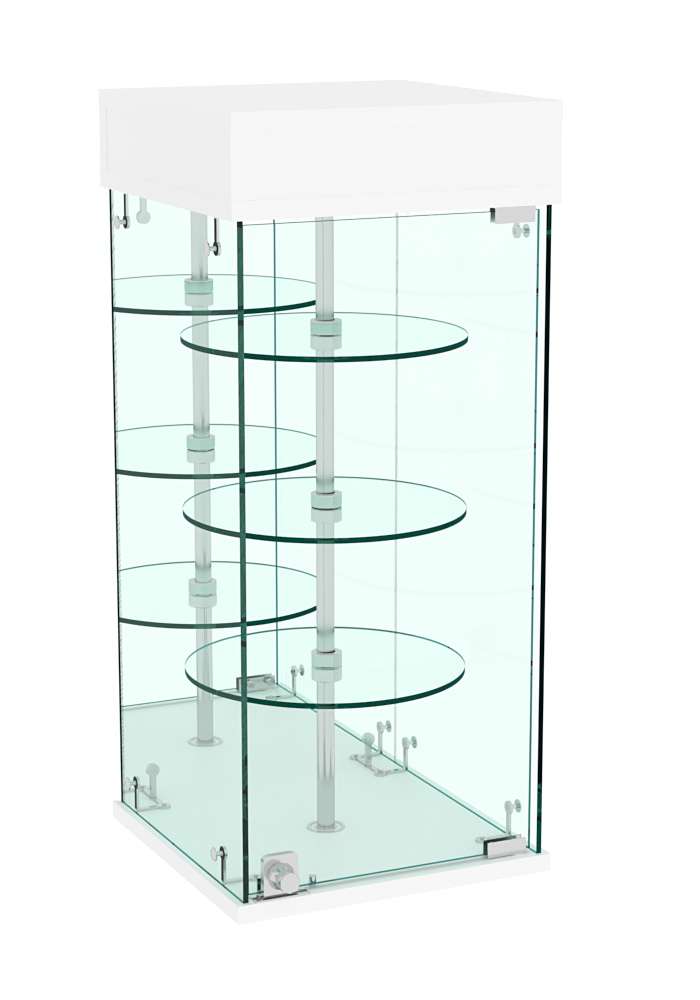 Витрина РОТАЦИЯ настольная с вращающимися полками №25-3 (задняя стенка - зеркало) Белый