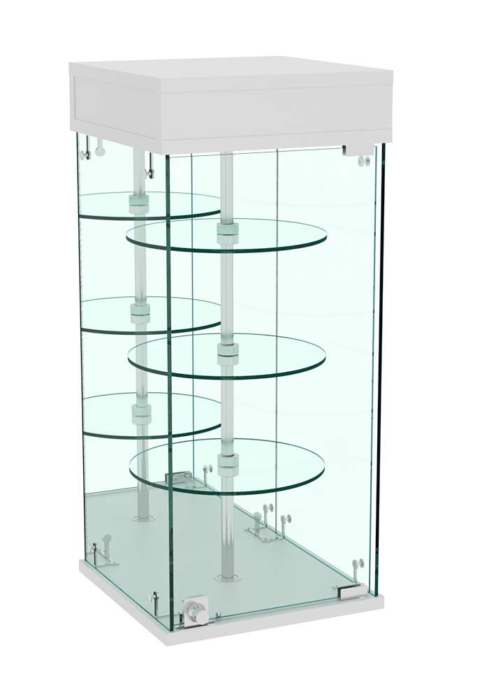 Витрина РОТАЦИЯ настольная с вращающимися полками №25-3 (задняя стенка - зеркало) Серый