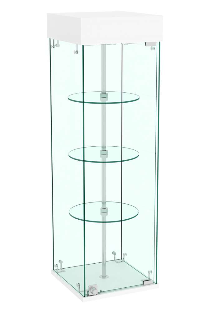 Витрина РОТАЦИЯ настольная с вращающимися полками №23-3 (прозрачная) Белый