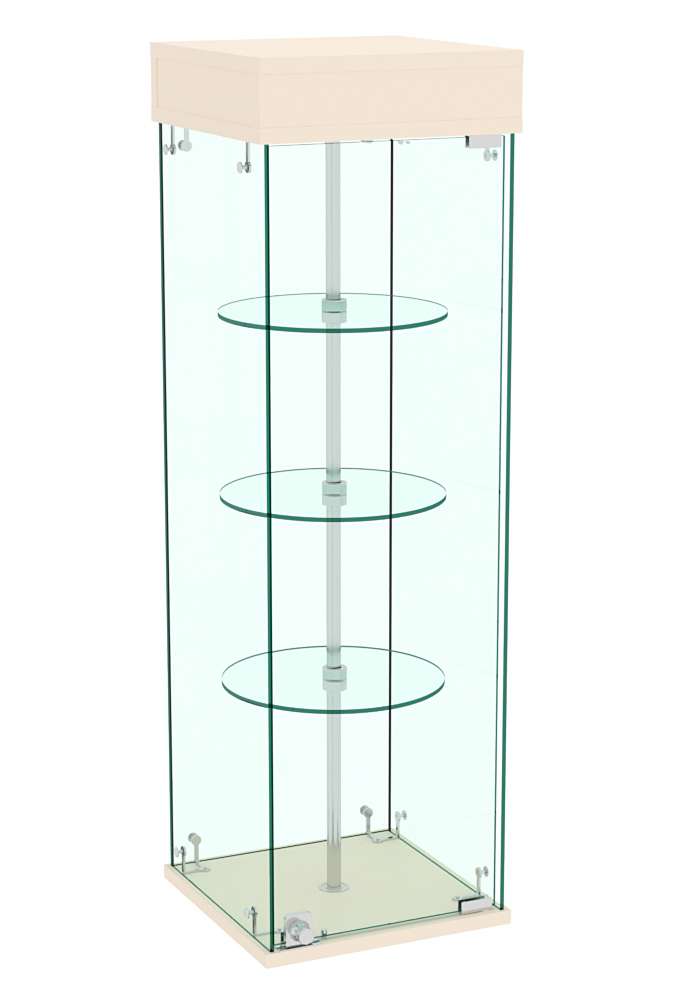 Витрина РОТАЦИЯ настольная с вращающимися полками №23-3 (прозрачная) Крем Вайс