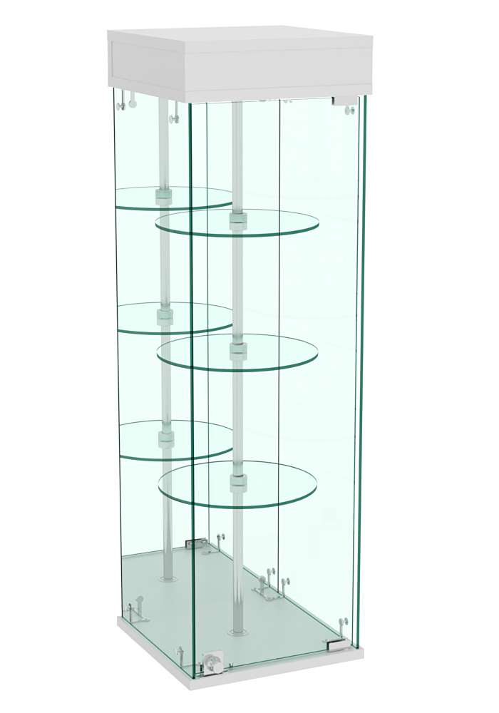 Витрина РОТАЦИЯ настольная с вращающимися полками №27-3 (задняя стенка - зеркало) Серый