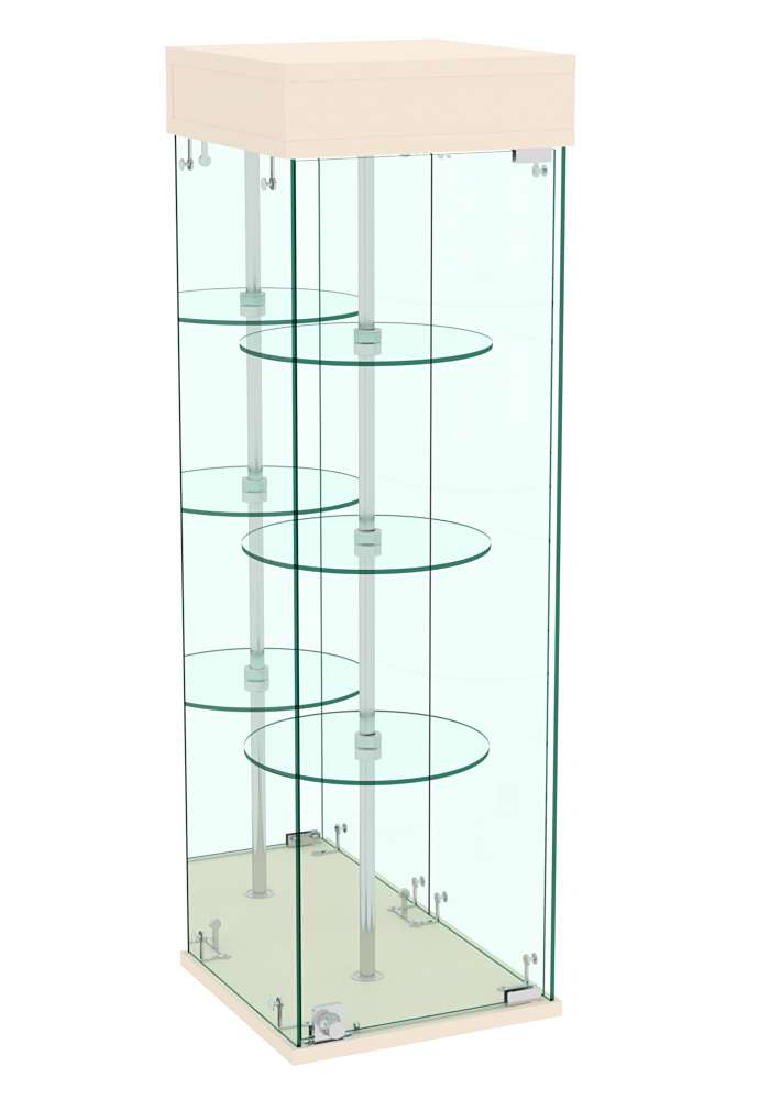 Витрина РОТАЦИЯ настольная с вращающимися полками №27-3 (задняя стенка - зеркало) Крем Вайс