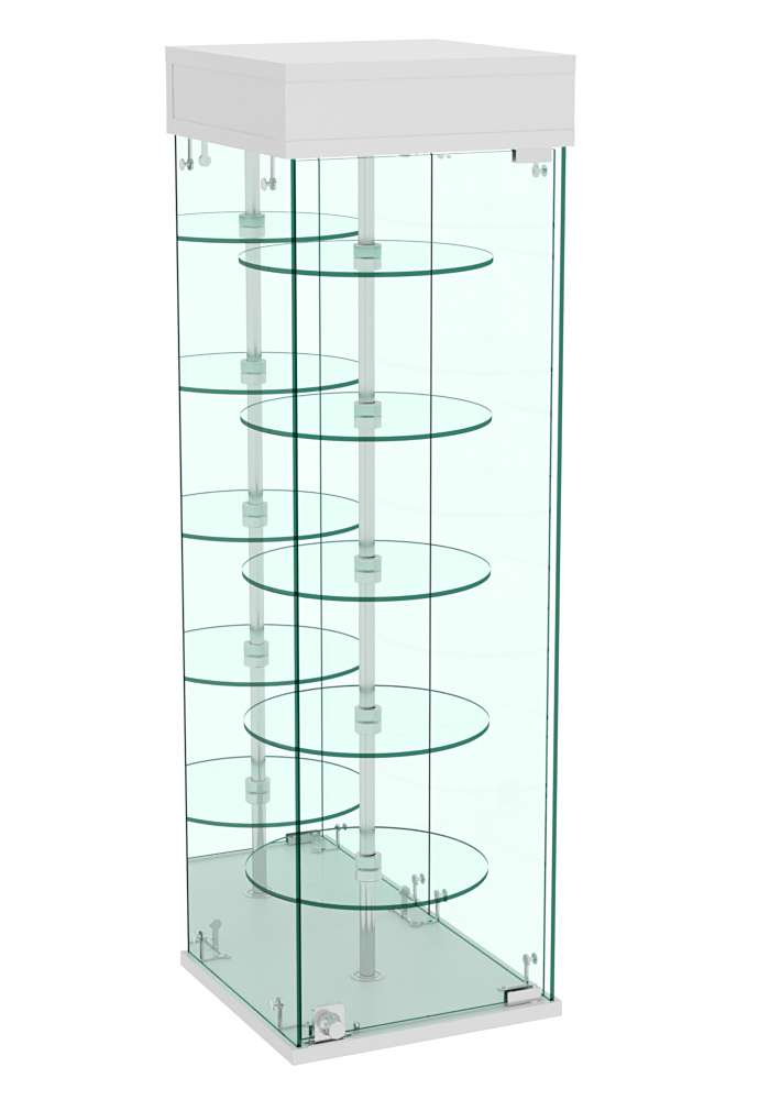 Витрина РОТАЦИЯ настольная с вращающимися полками №27-5 (задняя стенка - зеркало) Серый