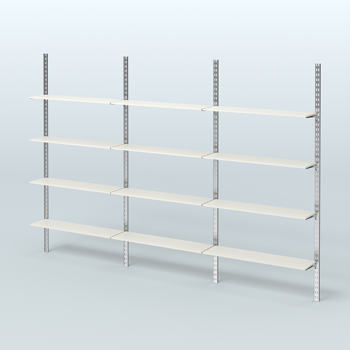 Система ГЛОБАЛ с горизонталь-ными полками из ДСП 16 мм №14 (3600 мм) Белый