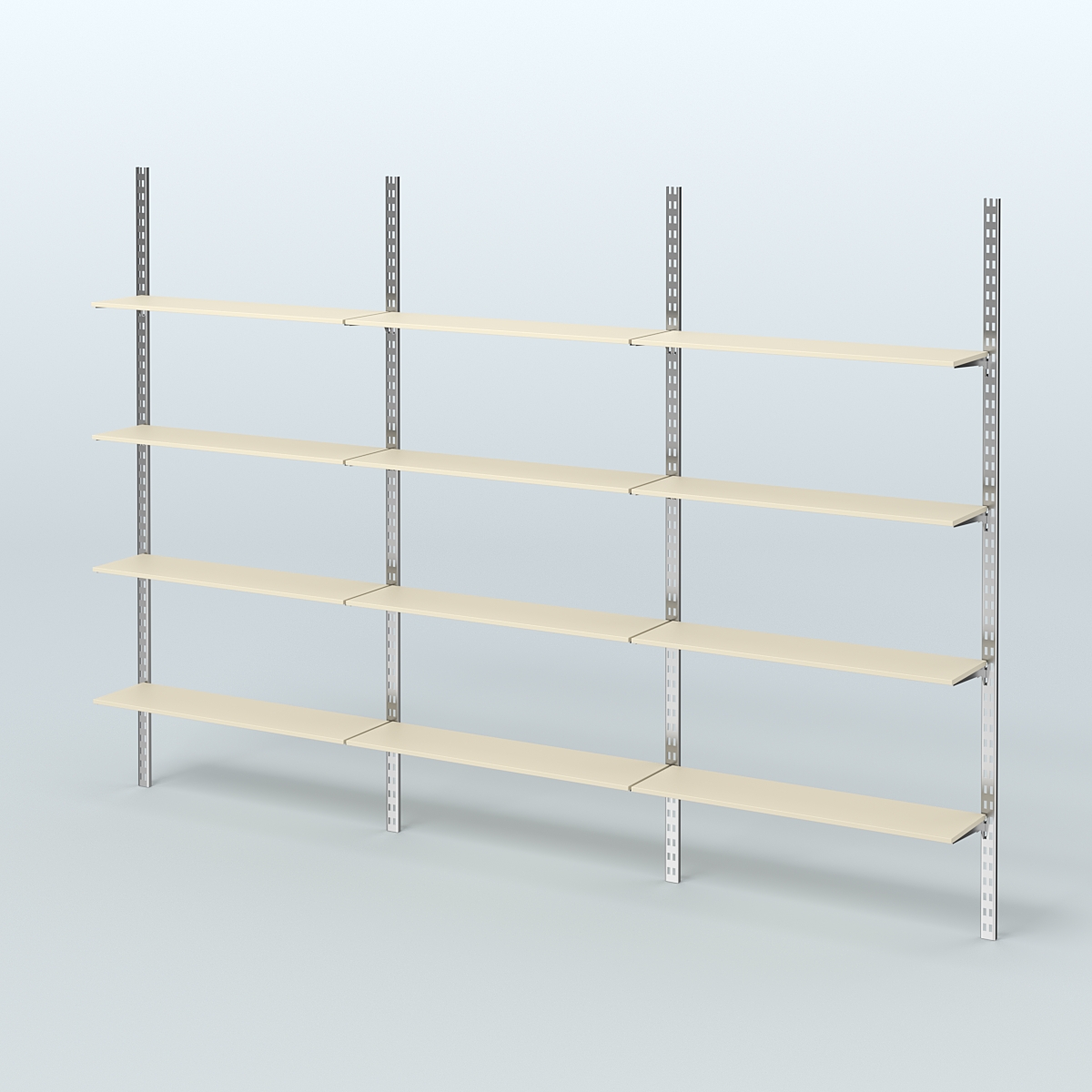 Система ГЛОБАЛ с горизонталь-ными полками из ДСП 16 мм №14 (3600 мм) Крем Вайс