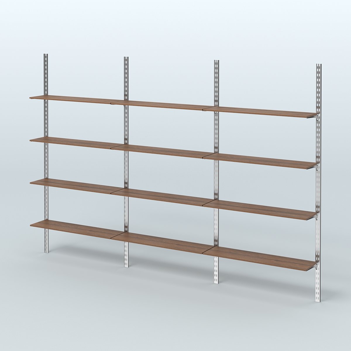 Система ГЛОБАЛ с горизонталь-ными полками из ДСП 16 мм №14 (3600 мм) Орех
