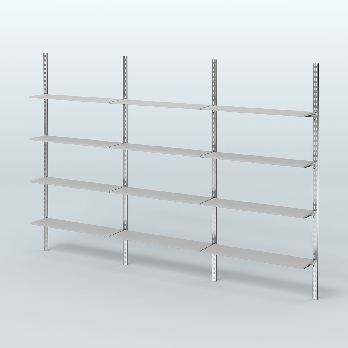 Система ГЛОБАЛ с горизонталь-ными полками из ДСП 16 мм №14 (3600 мм) Серый