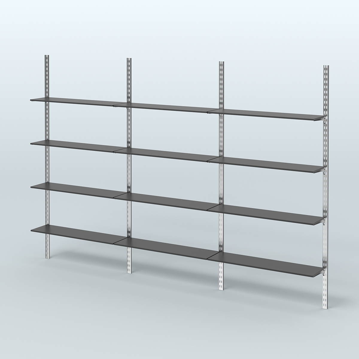Система ГЛОБАЛ с горизонталь-ными полками из ДСП 16 мм №14 (3600 мм) Черный