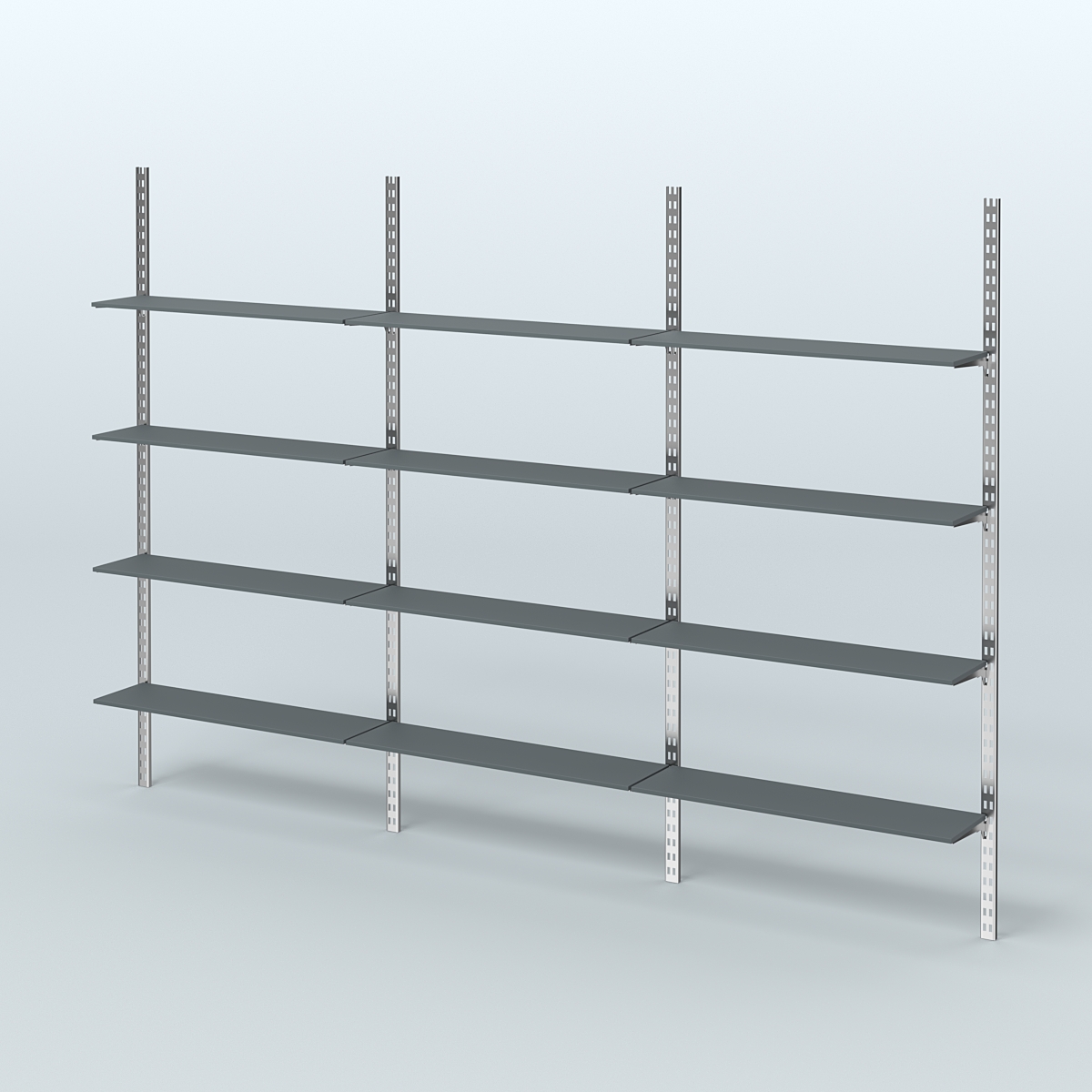 Система ГЛОБАЛ с горизонталь-ными полками из ДСП 16 мм №14 (3600 мм) Темно-Серый