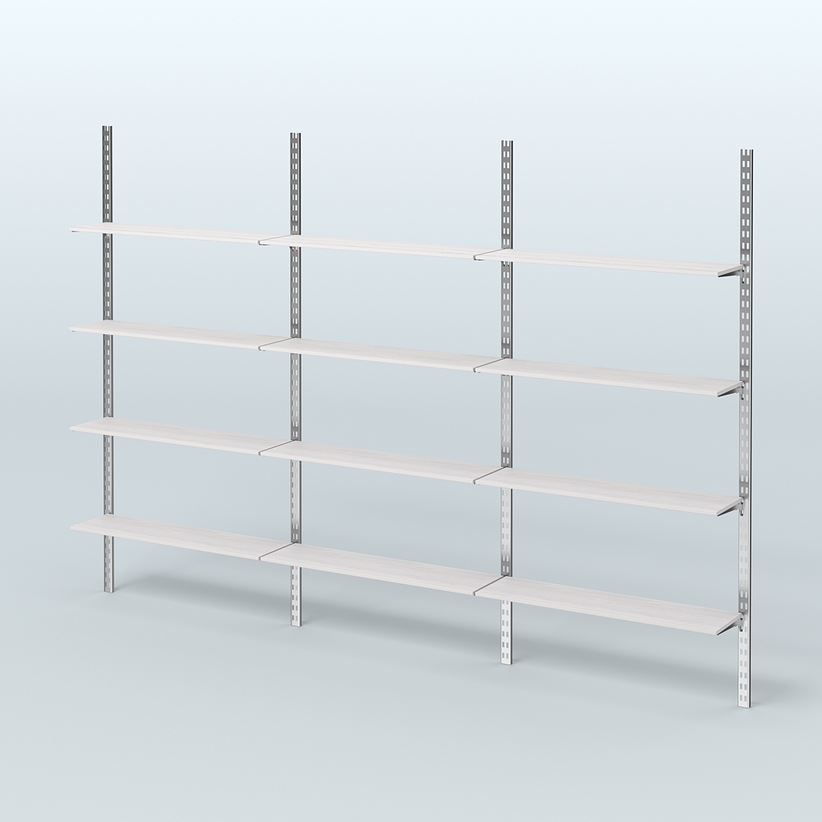 Система ГЛОБАЛ с горизонталь-ными полками из ДСП 16 мм №14 (3600 мм) Ясень Анкор светлый