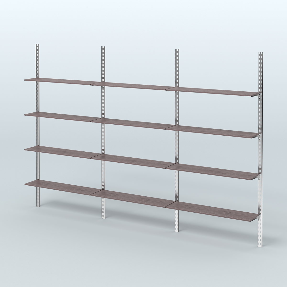 Система ГЛОБАЛ с горизонталь-ными полками из ДСП 16 мм №14 (3600 мм) Ясень Анкор темный
