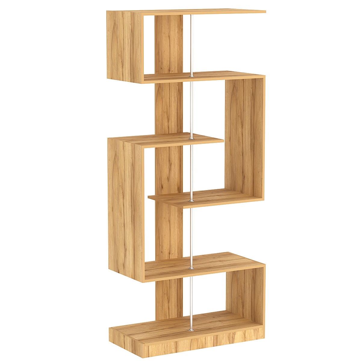 Стеллаж серии КУБ S-образный №4 Дуб Золотистый