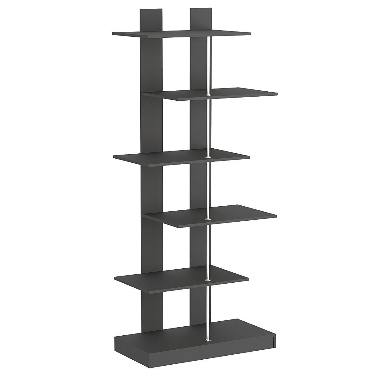 Стеллаж серии КУБ с четырьмя широкими полками №5 Черный