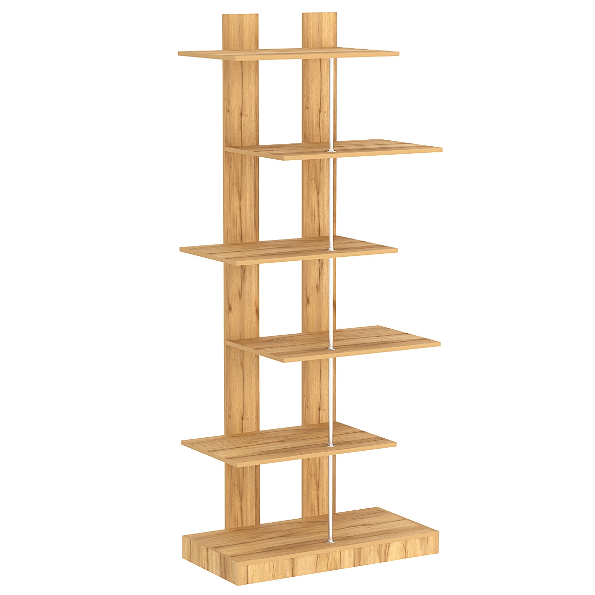 Стеллаж серии КУБ с четырьмя широкими полками №5 Дуб Золотистый