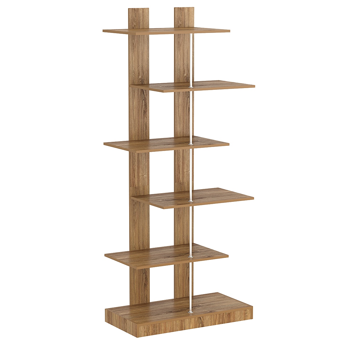 Стеллаж серии КУБ с четырьмя широкими полками №5 Дуб канзас коричневый Н1113 ST10