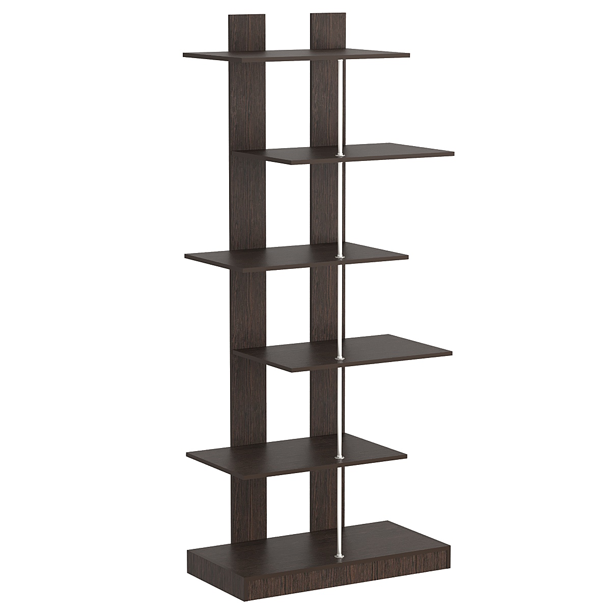 Стеллаж серии КУБ с четырьмя широкими полками №5 Дуб Венге