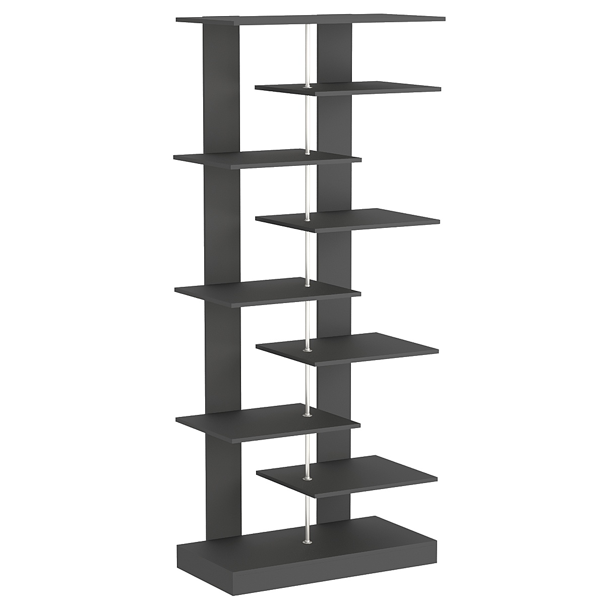 Стеллаж серии КУБ с малыми ступенчатыми полками №6 Черный