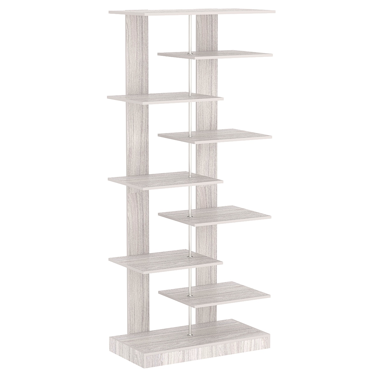 Стеллаж серии КУБ с малыми ступенчатыми полками №6 Ясень Анкор светлый - U31104