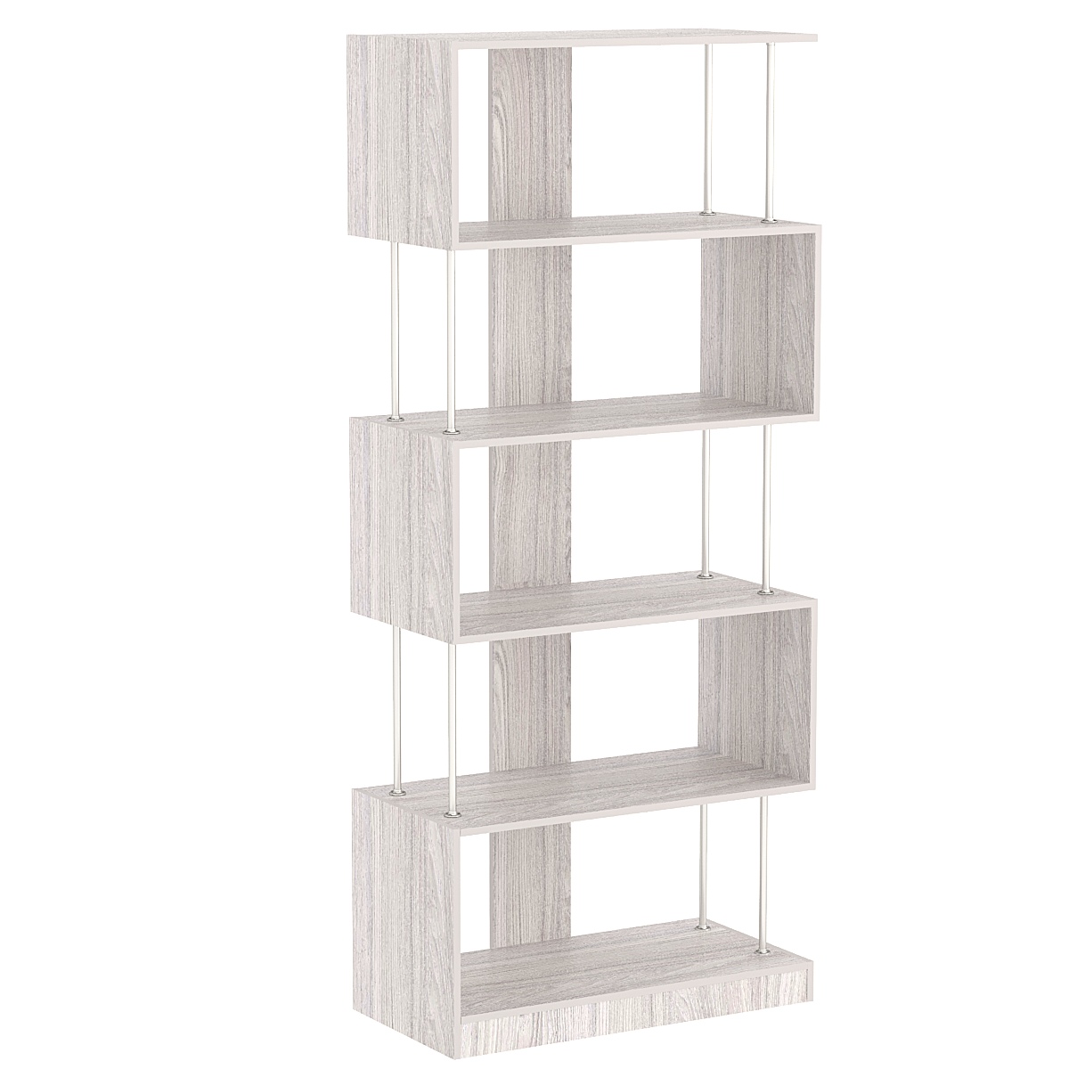Стеллаж серии КУБ с полками змейка №7 Ясень Анкор светлый - U31104