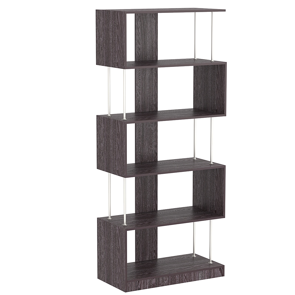 Стеллаж серии КУБ с полками змейка №7 Ясень Анкор темный - U31105