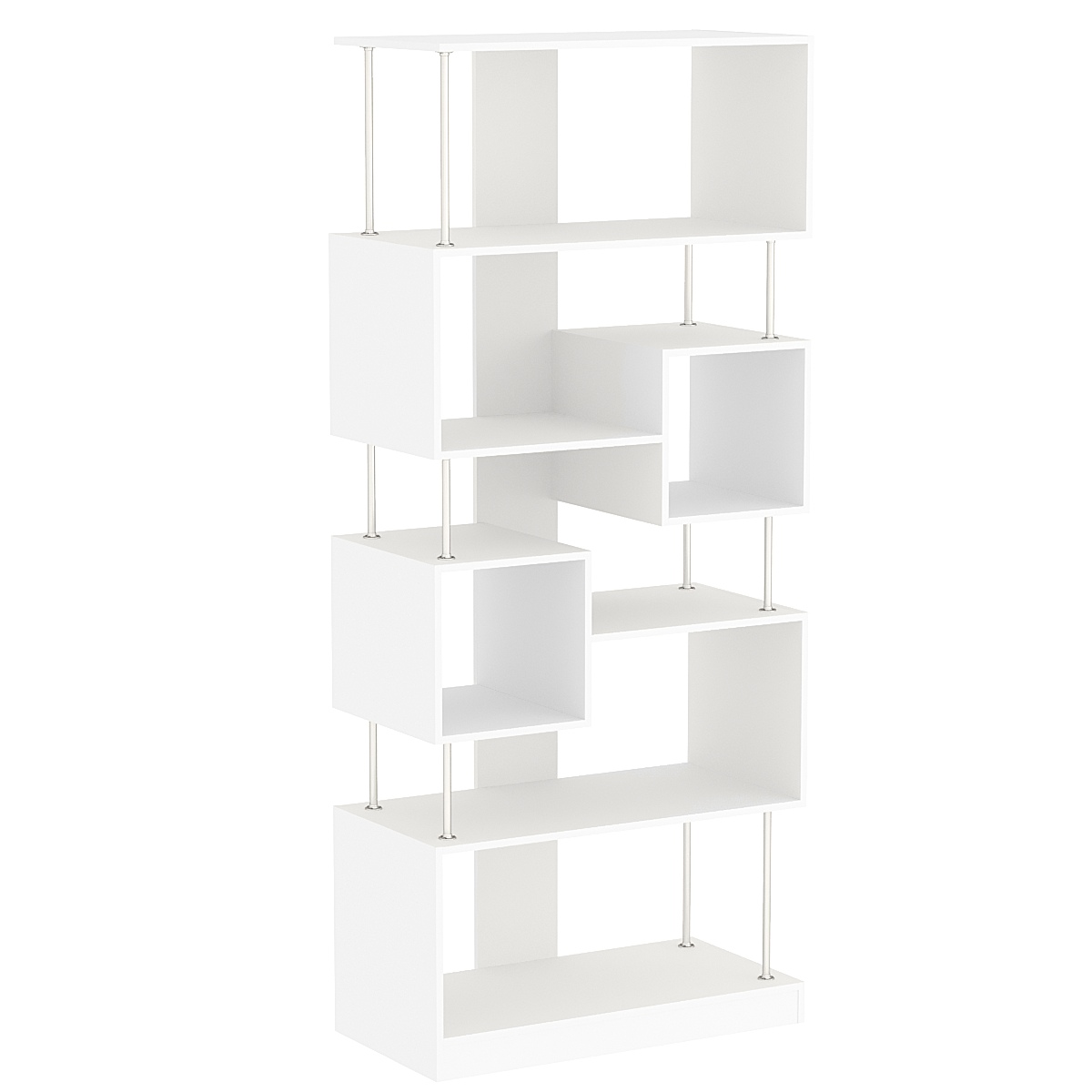 Стеллаж серии КУБ с комбинированными полками №8 Белый