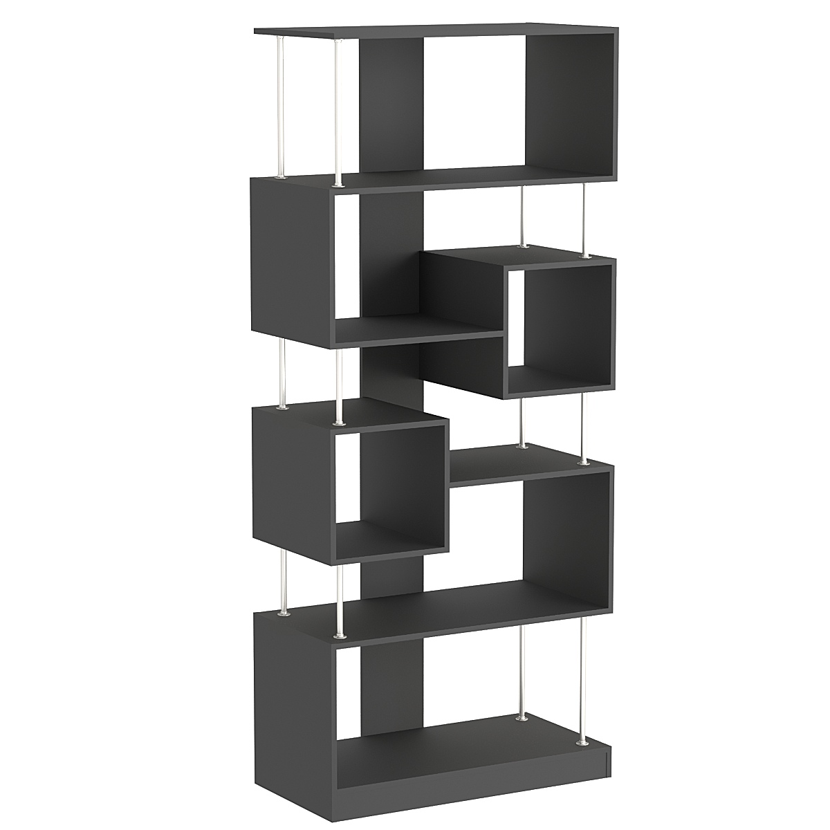 Стеллаж серии КУБ с комбинированными полками №8 Черный