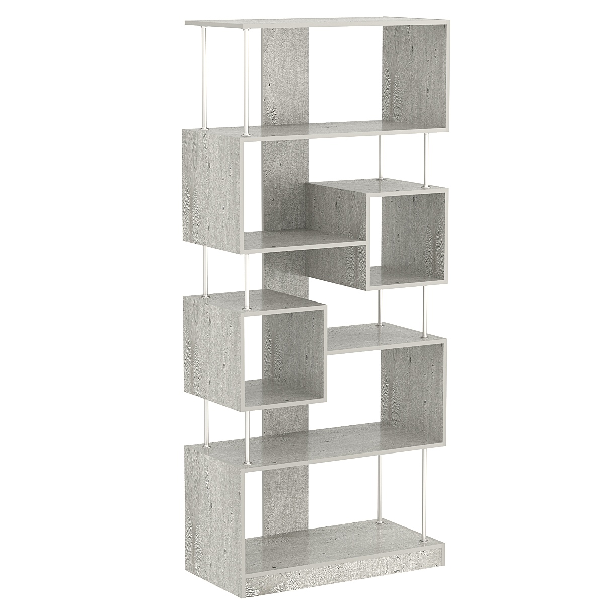 Стеллаж серии КУБ с комбинированными полками №8 Метрополитан Грей
