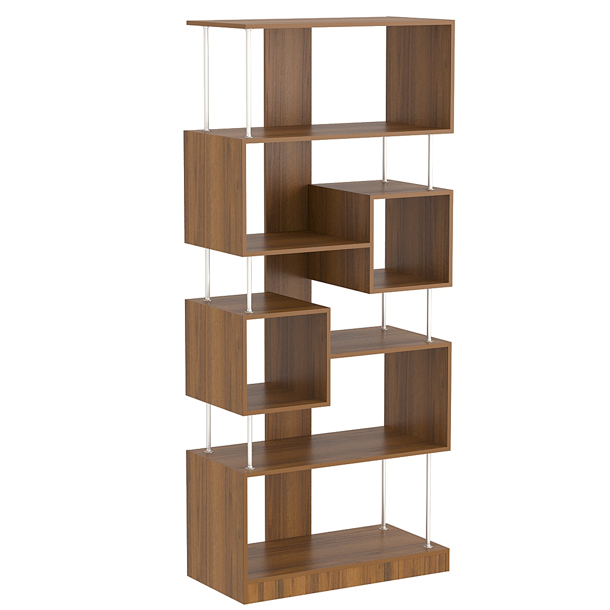 Стеллаж серии КУБ с комбинированными полками №8 Орех