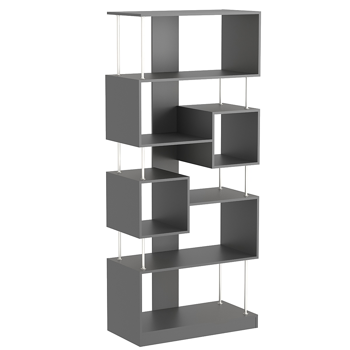 Стеллаж серии КУБ с комбинированными полками №8 Темно-Серый
